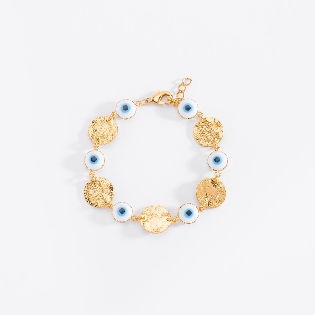 Pulsera baño de oro esmalte turqueza elegante 18cm