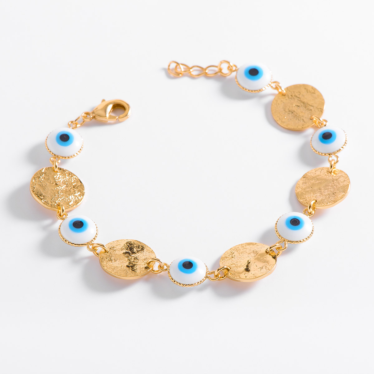 Pulsera baño de oro esmalte turqueza elegante 18cm