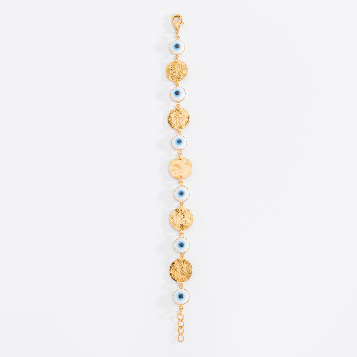 Pulsera baño de oro esmalte turqueza elegante 18cm