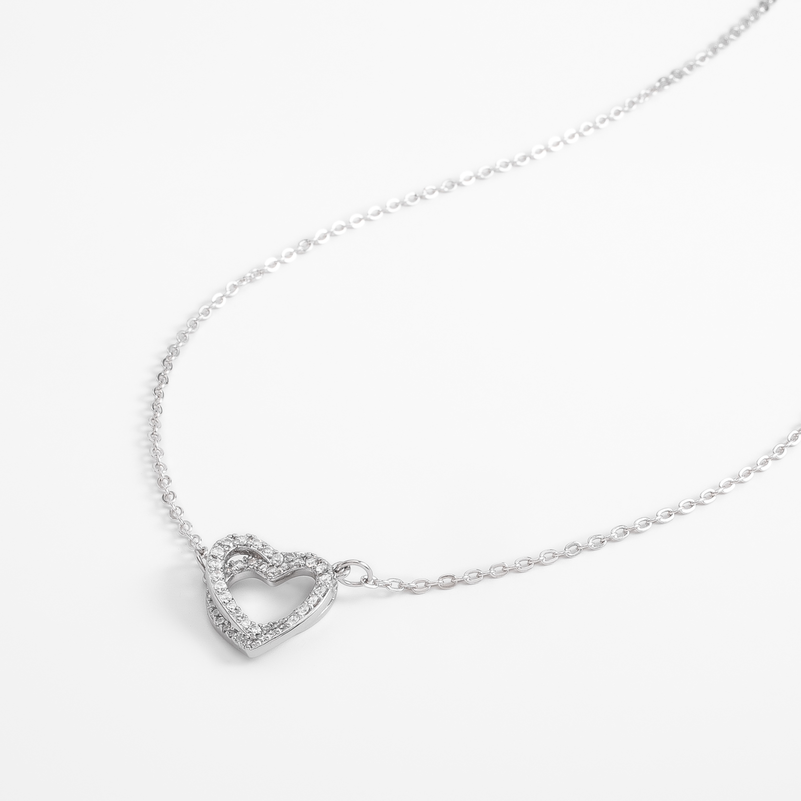 Collar en baño de platino corazón piedra Diamonice brillante