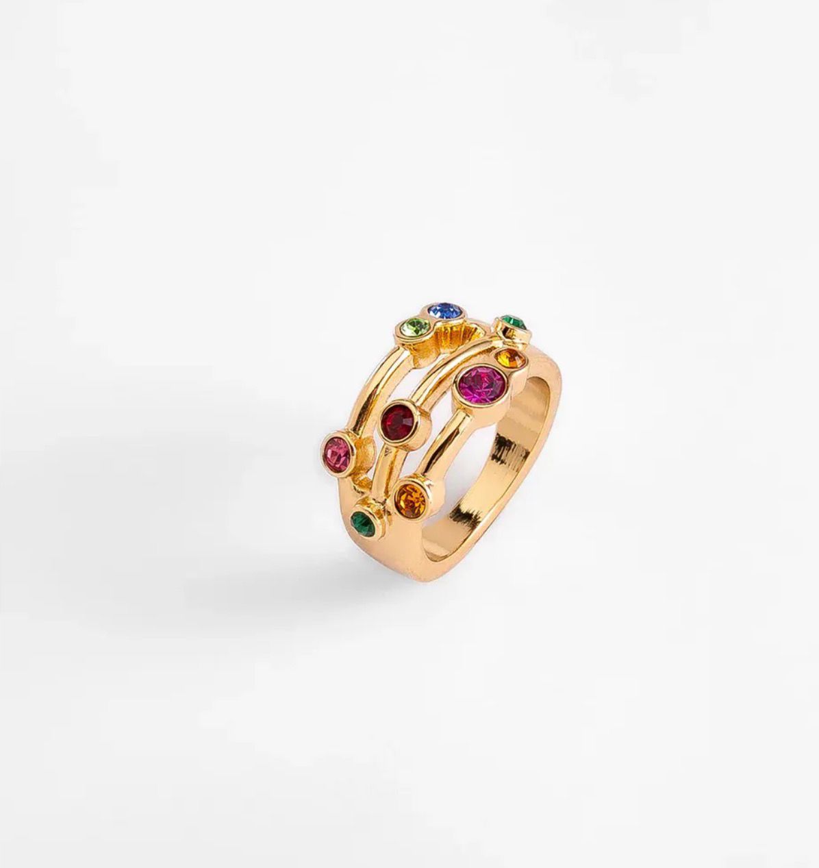 Anillo con cristales de colores